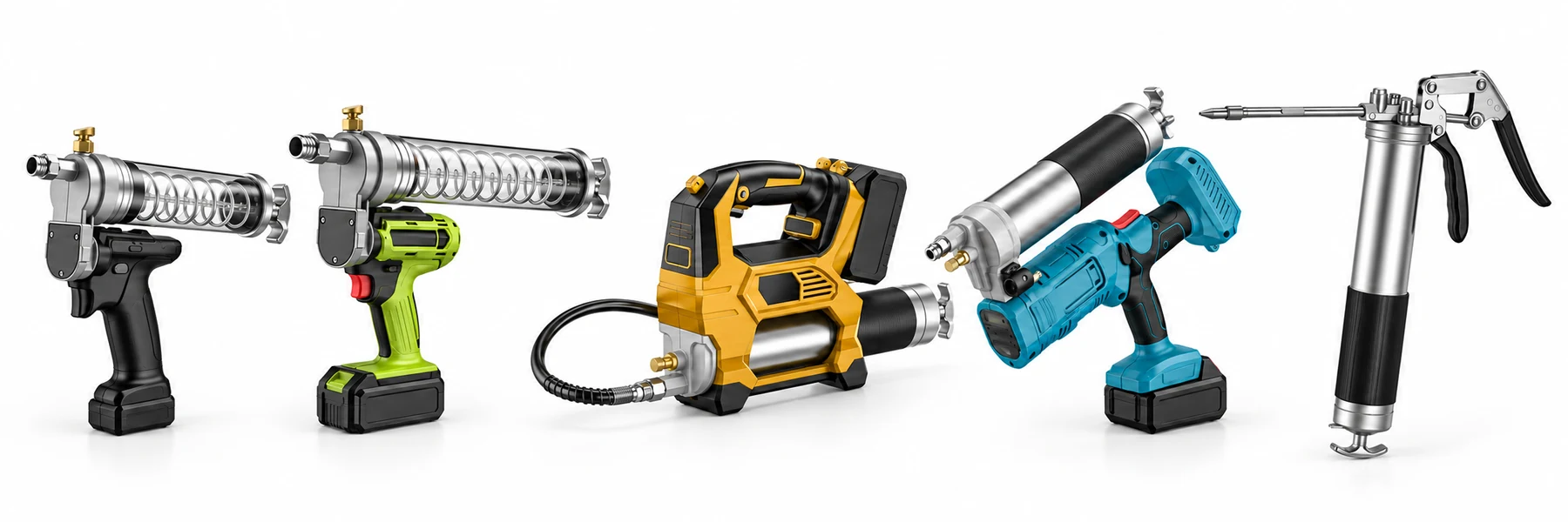 Five customizable grease gun formats in a unified studio lineup