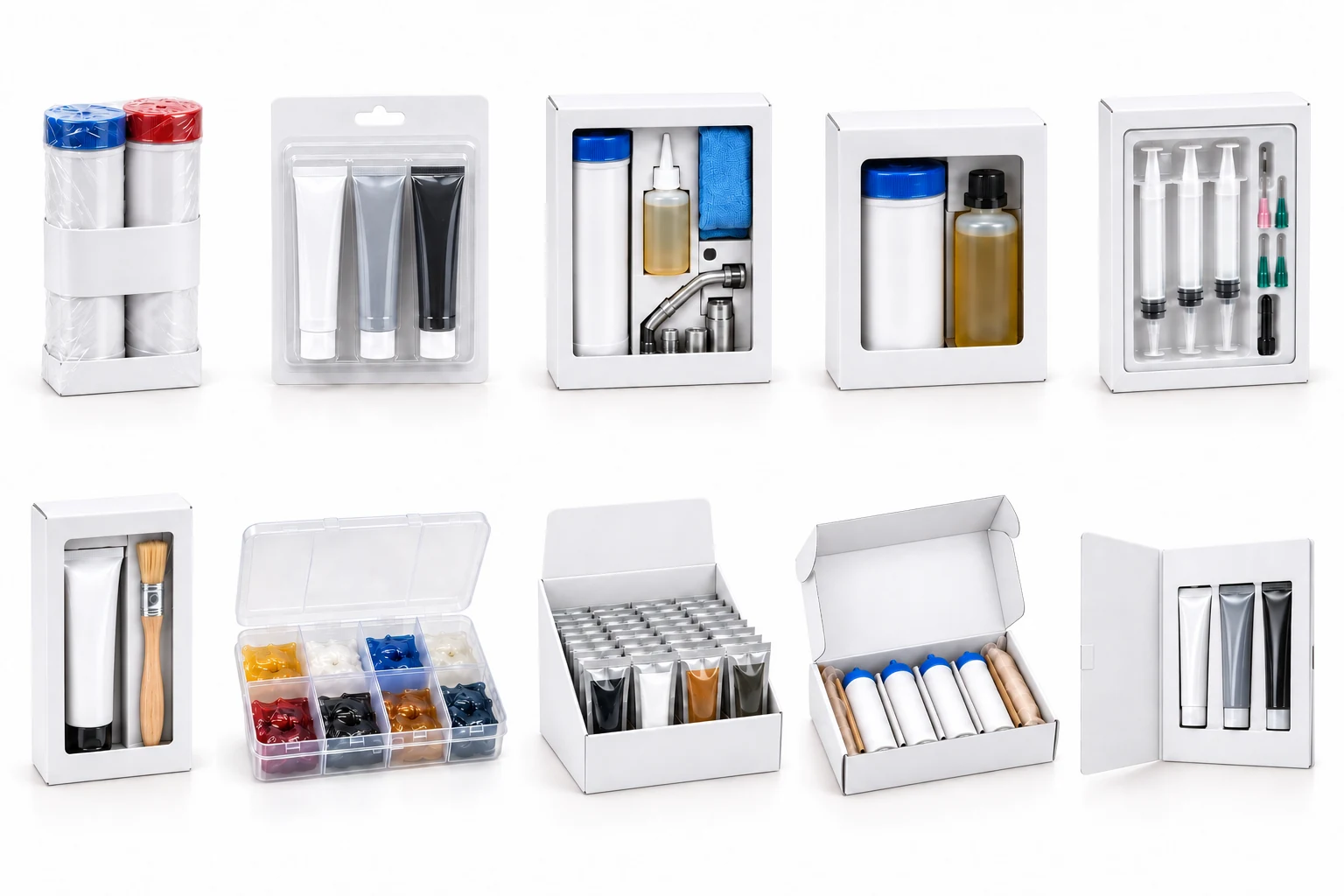 Three-Tube Blister Pack — AI-generated packaging illustration