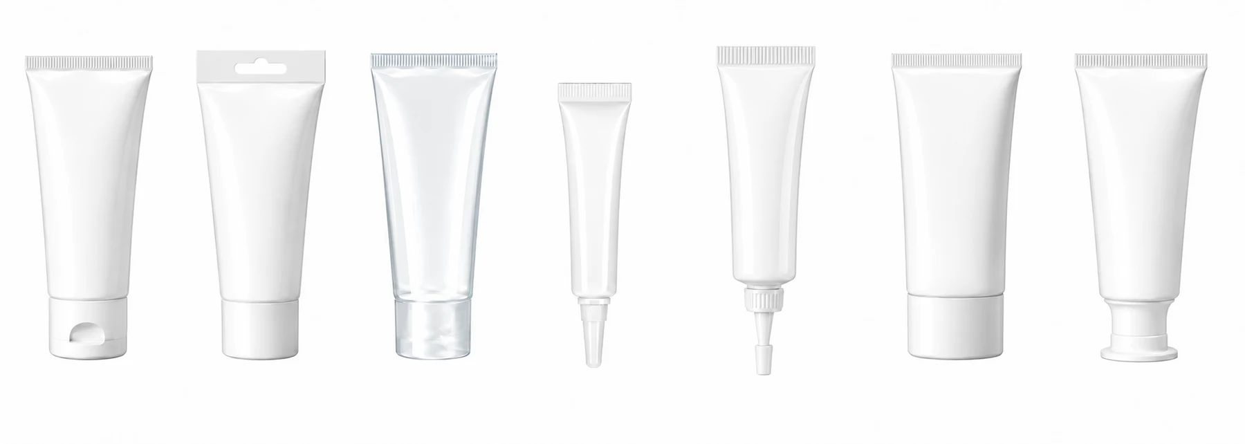 Seven selected plastic tube styles